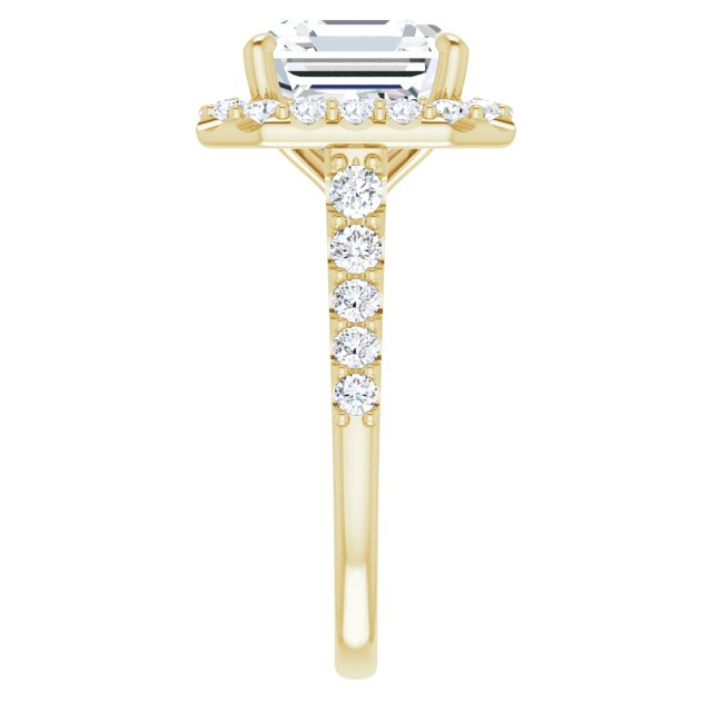 18 K Yellow Gold Halo Engagement Ring - Image 4