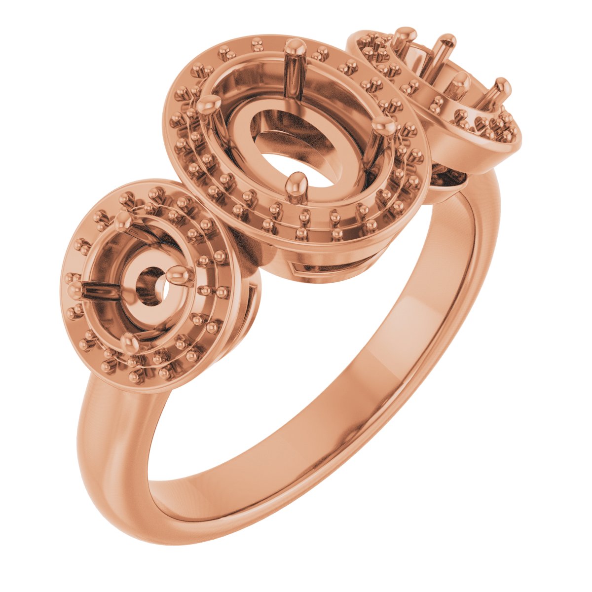 Three-Stone Halo-Style Engagement Ring