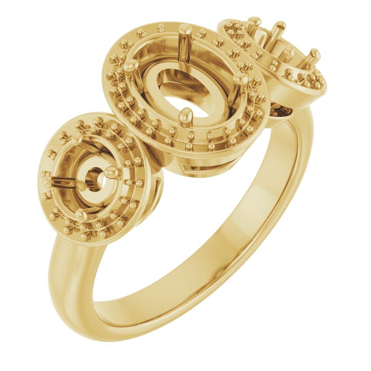 Three-Stone Halo-Style Engagement Ring