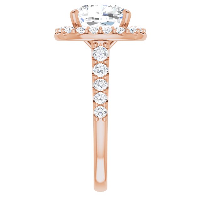 18 K Rose Gold Halo Engagement Ring - Image 4