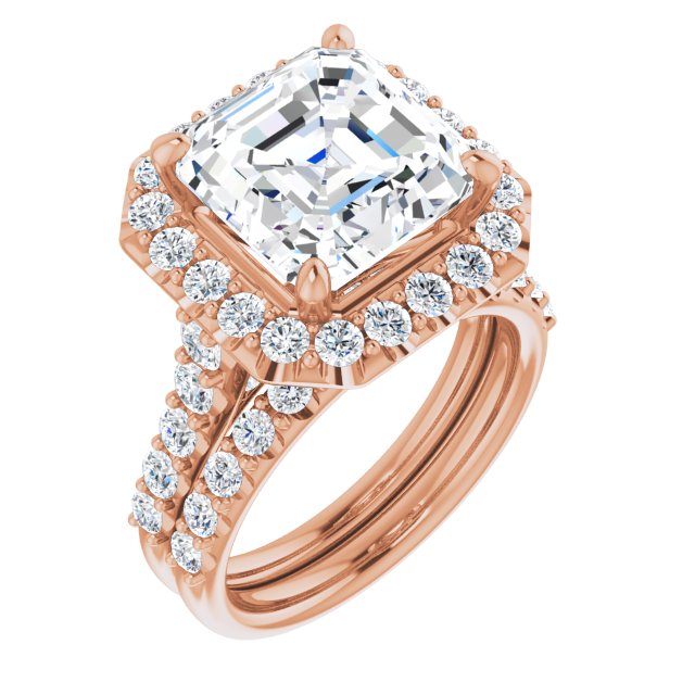 18 K Rose Gold Halo Engagement Ring