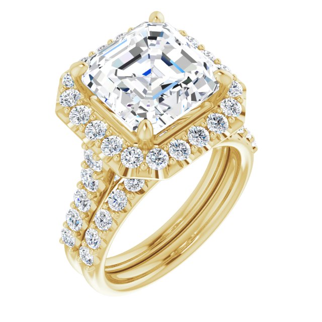 18 K Yellow Gold Halo Engagement Ring