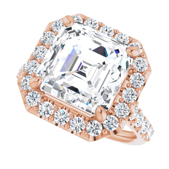 18 K Rose Gold Halo Engagement Ring - Image 5