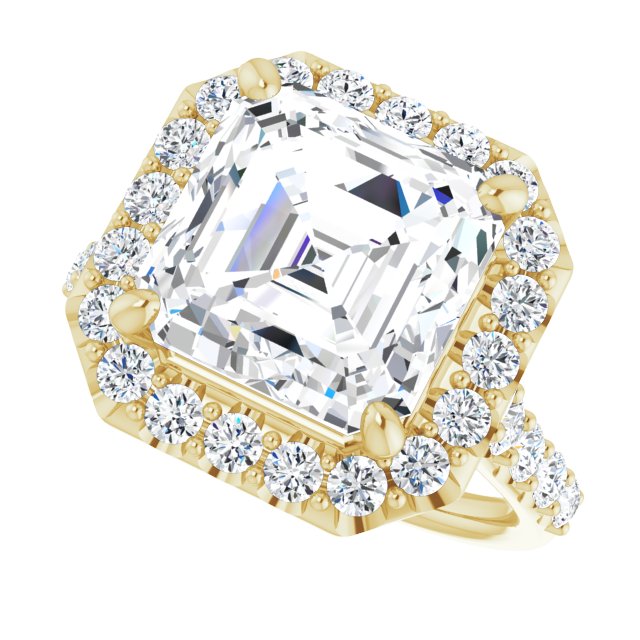 18 K Yellow Gold Halo Engagement Ring - Image 5