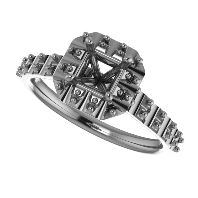 6.5 mm Square Engagement Ring Mounting view 5