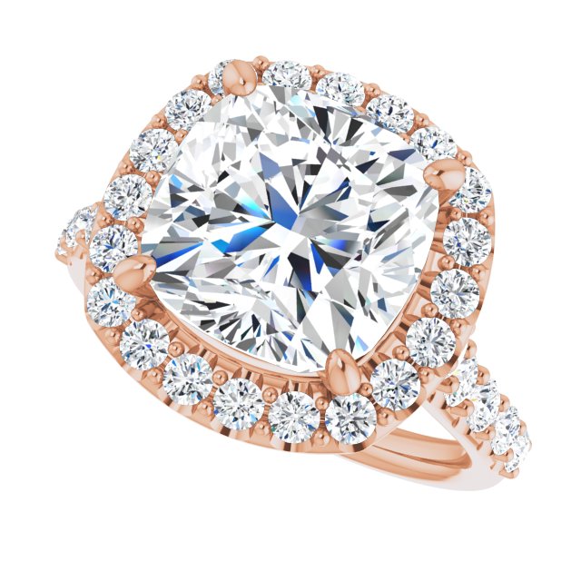 18 K Rose Gold Halo Engagement Ring - Image 5