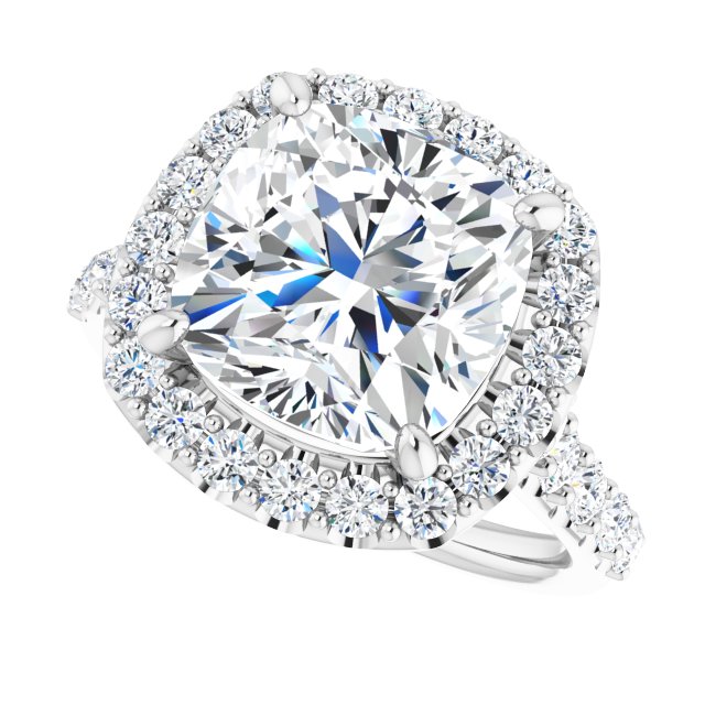 Platinum Halo Engagement Ring - Image 5
