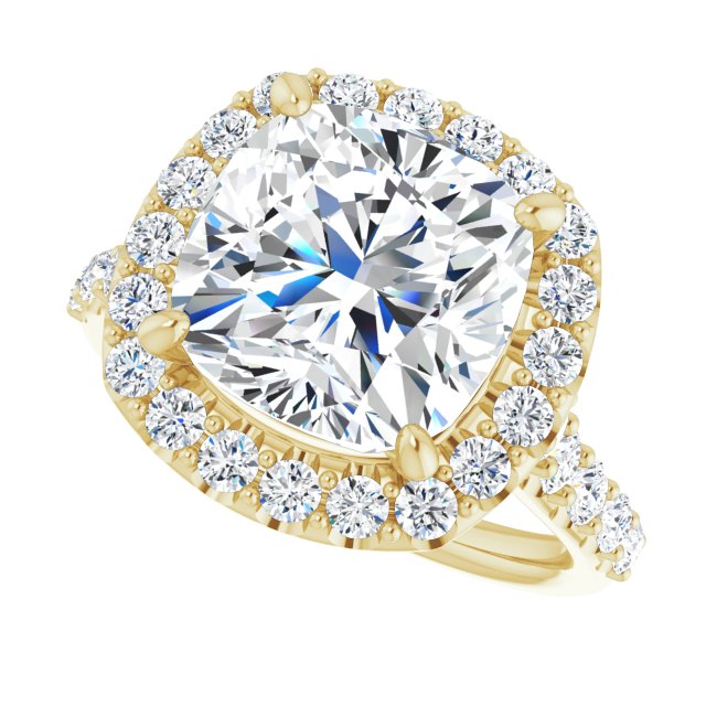 18 K Yellow Gold Halo Engagement Ring - Image 5