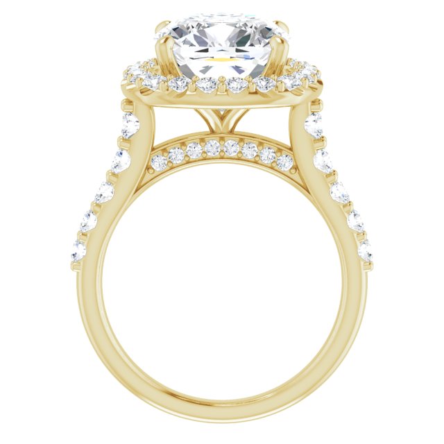 18 K Yellow Gold Halo Engagement Ring - Image 2