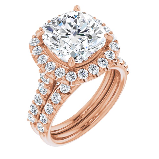 18 K Rose Gold Halo Engagement Ring