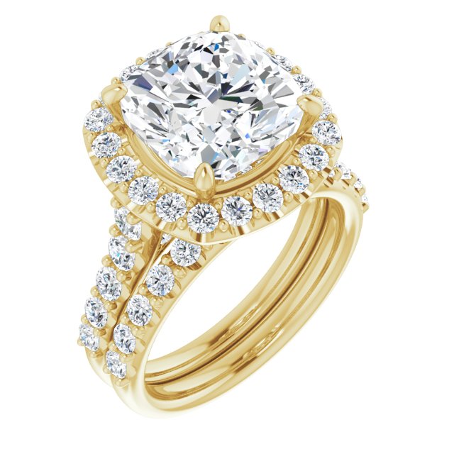 18 K Yellow Gold Halo Engagement Ring