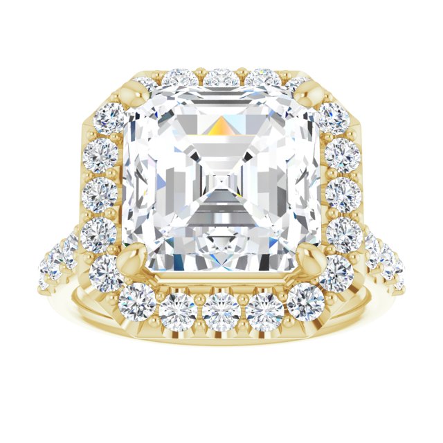 18 K Yellow Gold Halo Engagement Ring - Image 3