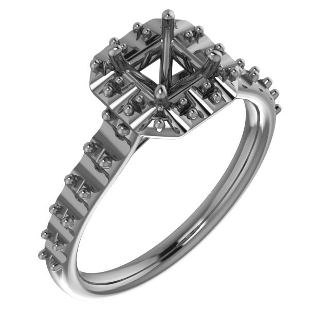 6.5 mm Square Engagement Ring Mounting