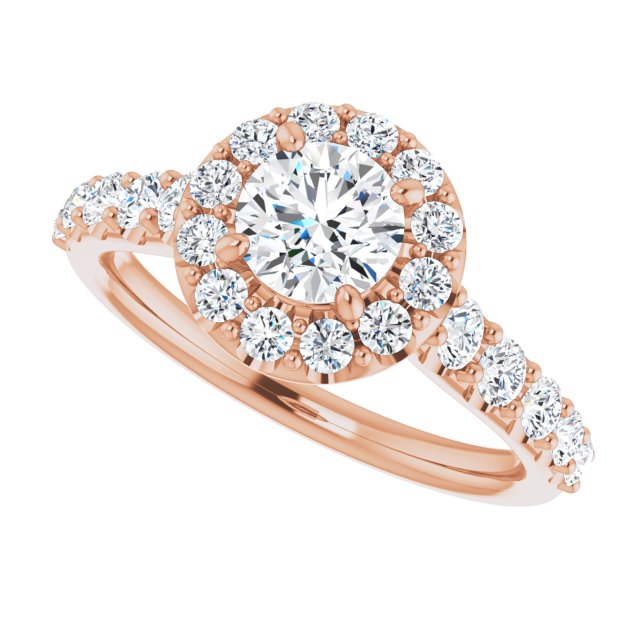 18 K Rose Gold Halo Engagement Ring - Image 5