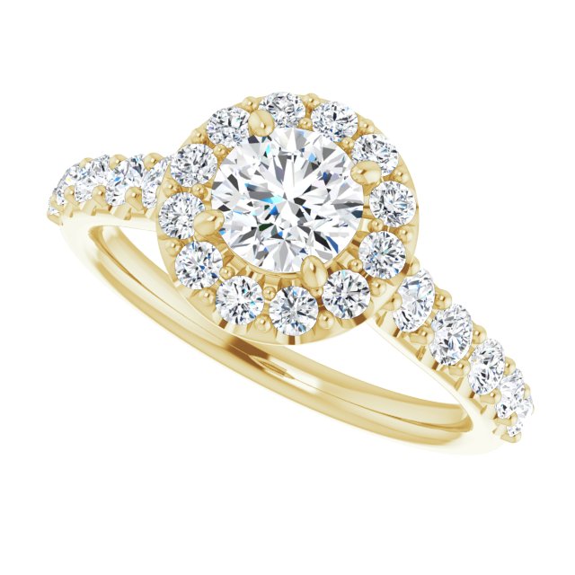 18 K Yellow Gold Halo Engagement Ring - Image 5