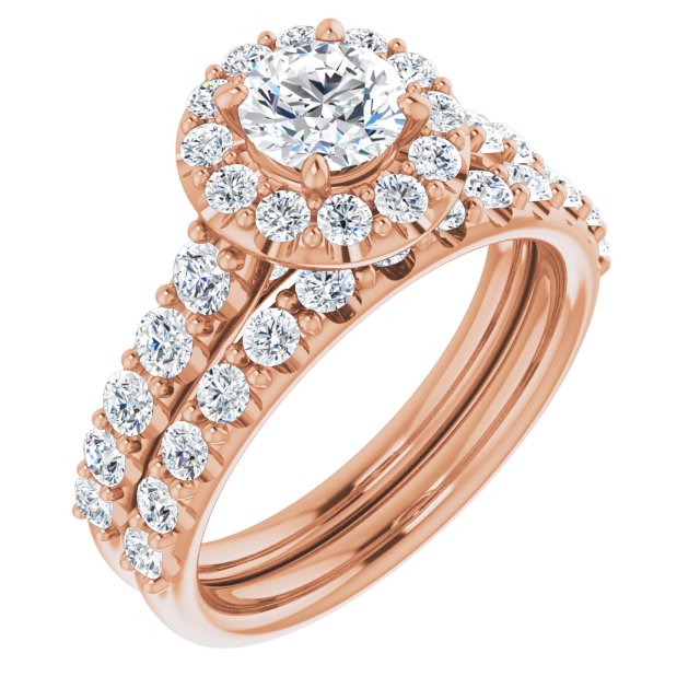 18 K Rose Gold Halo Engagement Ring