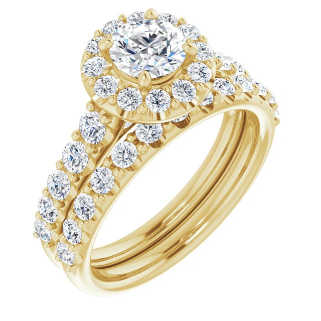 18 K Yellow Gold Halo Engagement Ring