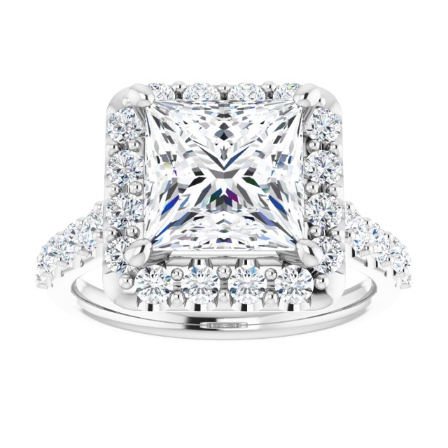 Platinum Halo Engagement Ring - Image 3
