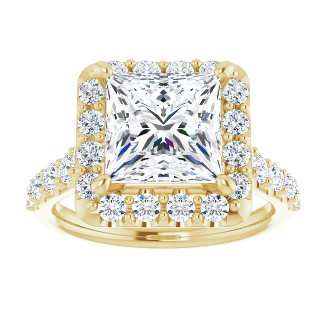 18 K Yellow Gold Halo Engagement Ring - Image 3
