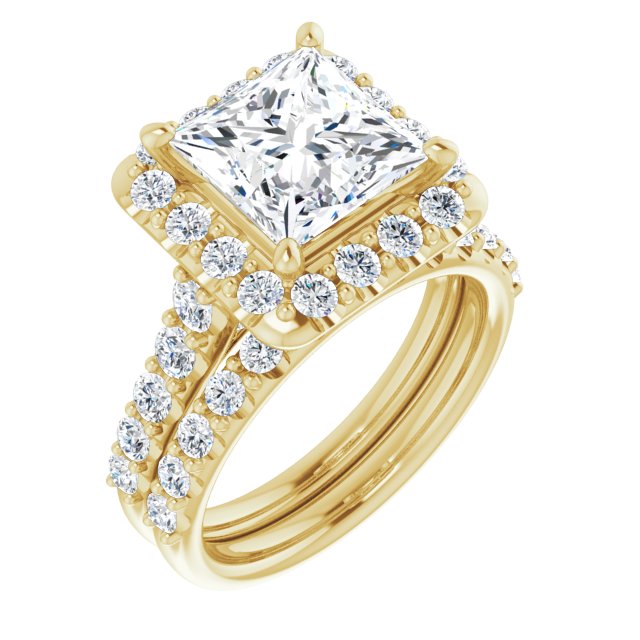18 K Yellow Gold Halo Engagement Ring