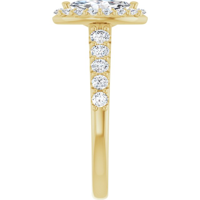 18 K Yellow Gold Halo Engagement Ring - Image 4