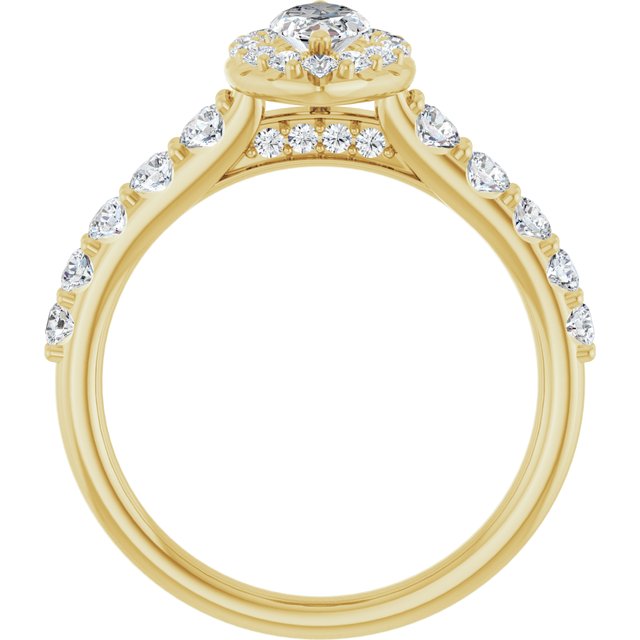 18 K Yellow Gold Halo Engagement Ring - Image 2