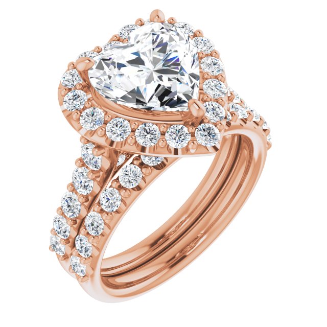 18 K Rose Gold Halo Engagement Ring