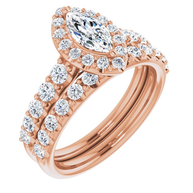 18 K Rose Gold Halo Engagement Ring
