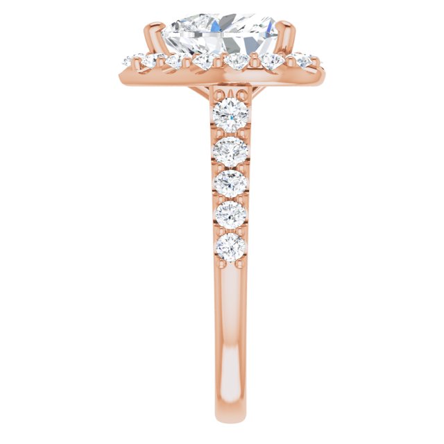 18 K Rose Gold Halo Engagement Ring - Image 4