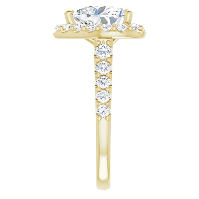 18 K Yellow Gold Halo Engagement Ring - Image 4