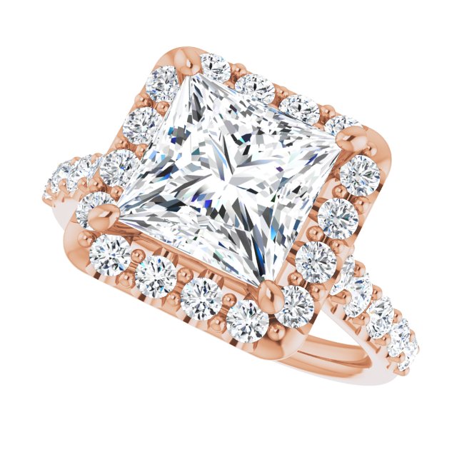 18 K Rose Gold Halo Engagement Ring - Image 5
