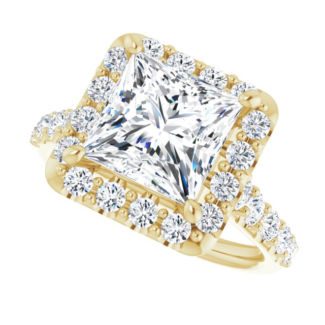 18 K Yellow Gold Halo Engagement Ring - Image 5