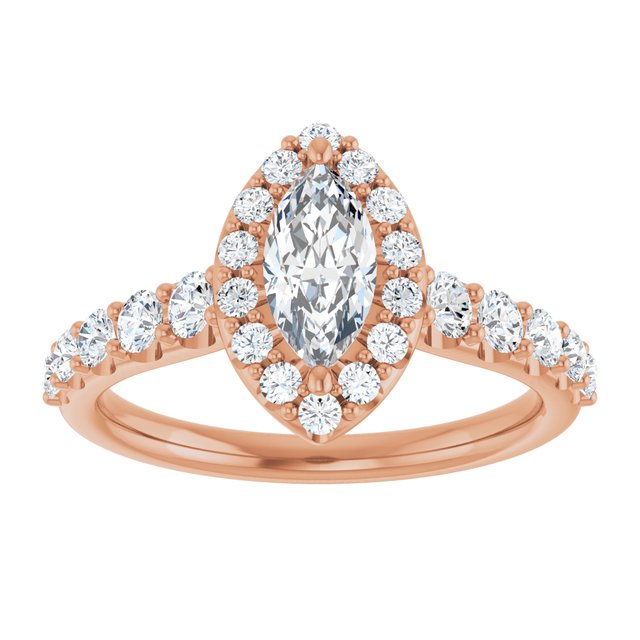 18 K Rose Gold Halo Engagement Ring - Image 3