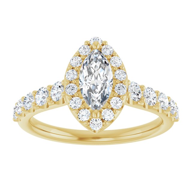18 K Yellow Gold Halo Engagement Ring - Image 3