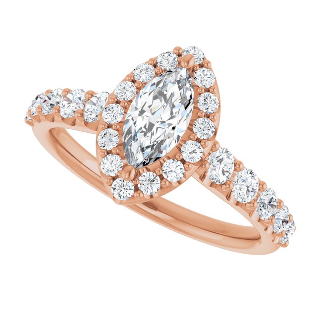 18 K Rose Gold Halo Engagement Ring - Image 5