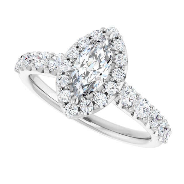 Platinum Halo Engagement Ring - Image 5