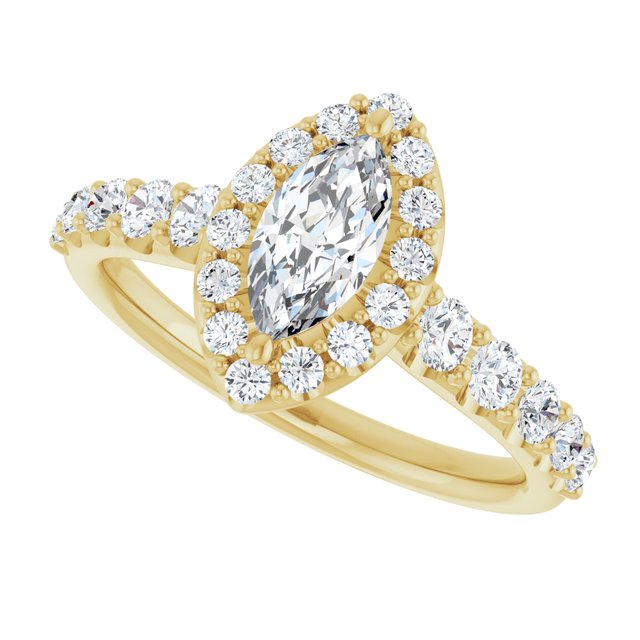 18 K Yellow Gold Halo Engagement Ring - Image 5