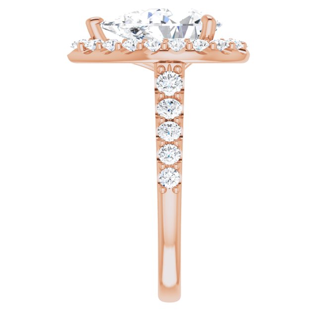 18 K Rose Gold Halo Engagement Ring - Image 4