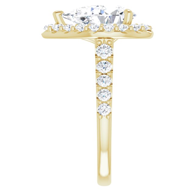 18 K Yellow Gold Halo Engagement Ring - Image 4