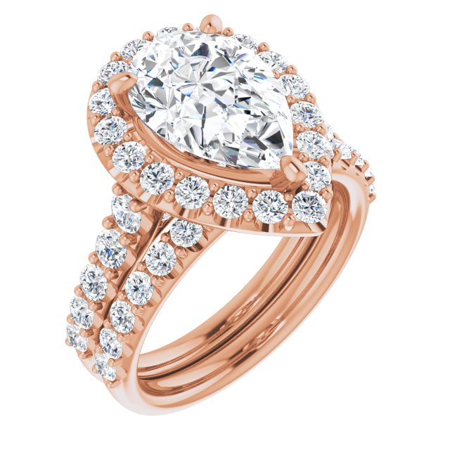 18 K Rose Gold Halo Engagement Ring