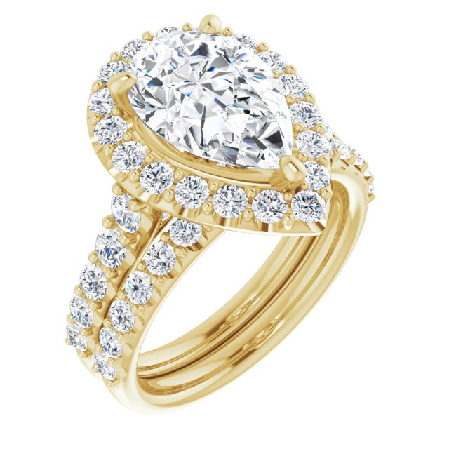 18 K Yellow Gold Halo Engagement Ring