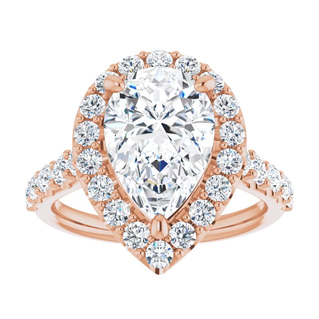 18 K Rose Gold Halo Engagement Ring - Image 3