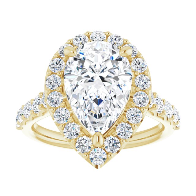 18 K Yellow Gold Halo Engagement Ring - Image 3