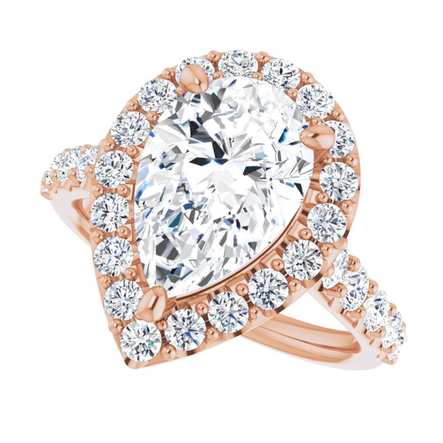 18 K Rose Gold Halo Engagement Ring - Image 5
