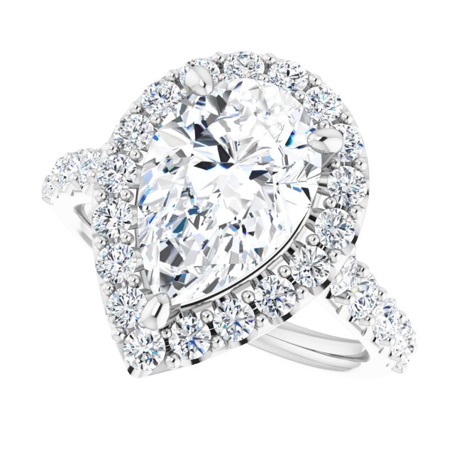 Platinum Halo Engagement Ring - Image 5