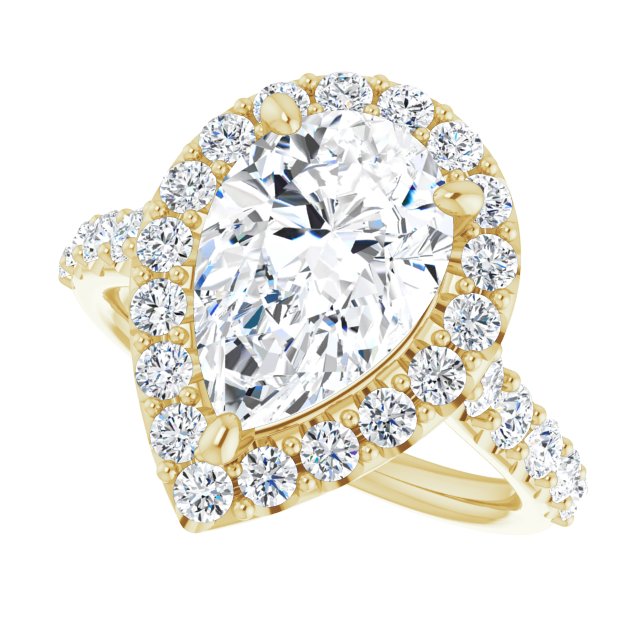 18 K Yellow Gold Halo Engagement Ring - Image 5