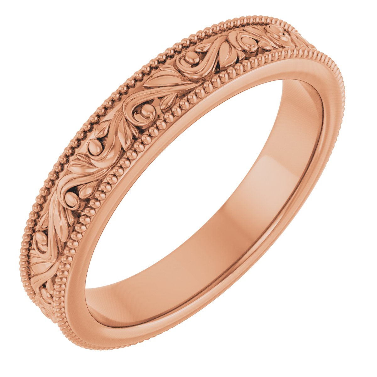 14K Rose 3.2 mm Floral-Inspired Band Size 4.5