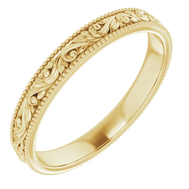 14K Yellow 3.2 mm Design-Engraved Band Size 8.5