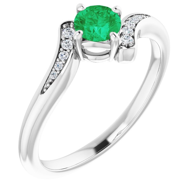 Platinum Natural Emerald & .04 CTW Natural Diamond Ring