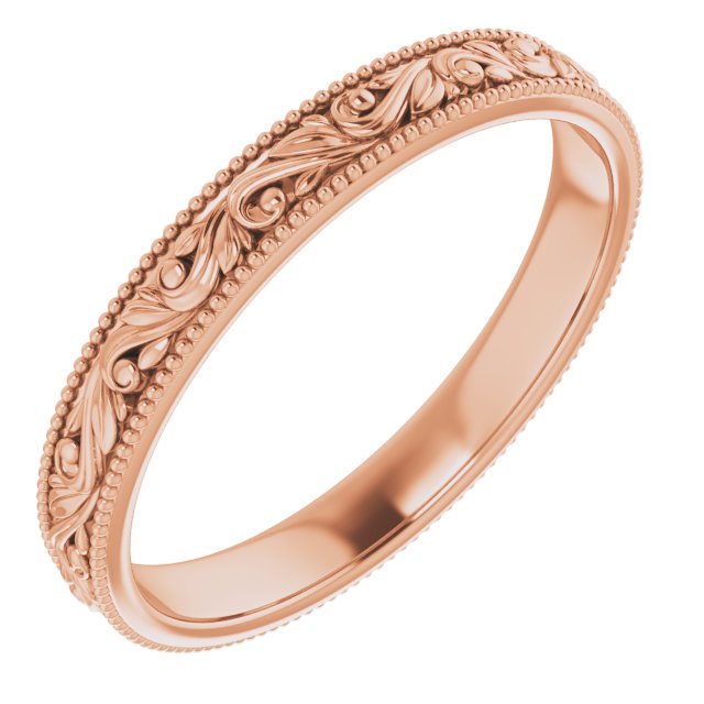 14K Rose 3.2 mm Design-Engraved Band Size 9